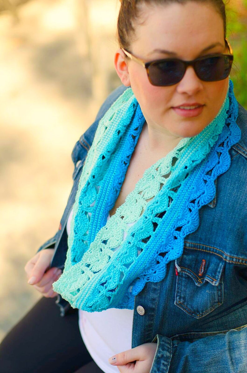 Crochet Scarf Pattern PDF Instant Download in 100% Cotton, Easy, Versatile Accessory with Gradients/Ombre Changes, Make and Sell image 4
