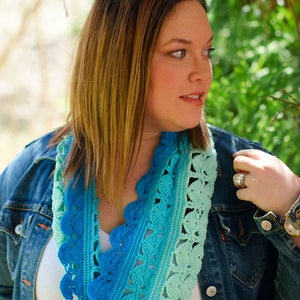 Crochet Scarf Pattern PDF Instant Download in 100% Cotton, Easy, Versatile Accessory with Gradients/Ombre Changes, Make and Sell image 1