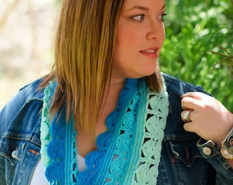 Crochet Scarf Pattern (PDF Instant Download) in 100% Cotton, Easy, Versatile Accessory with Gradients/Ombre Changes, Make and Sell