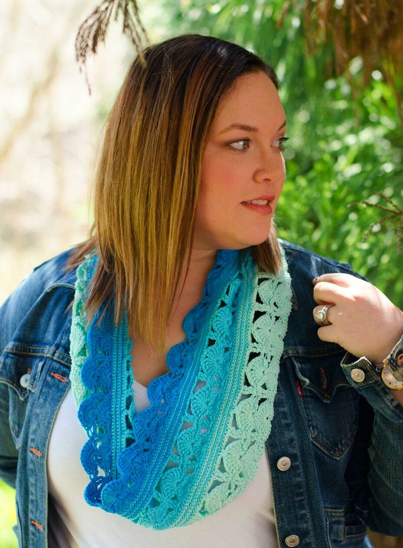 Crochet Scarf Pattern PDF Instant Download in 100% Cotton, Easy, Versatile Accessory with Gradients/Ombre Changes, Make and Sell image 1