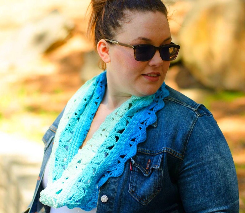 Crochet Scarf Pattern PDF Instant Download in 100% Cotton, Easy, Versatile Accessory with Gradients/Ombre Changes, Make and Sell image 3