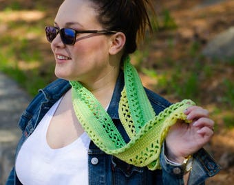 Crochet Scarf Pattern (PDF Instant Download) in 100% Cotton, Easy, Versatile Accessory, Gradient, Ombre, Permission to Make and Sell