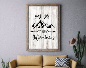 Aventure, Montagnes, Nursery Quote, décor de pépinière, Dites oui à l’aventure, Petite chambre de garçons, Imprimable, globe, art mural, douche de bébé, garçons