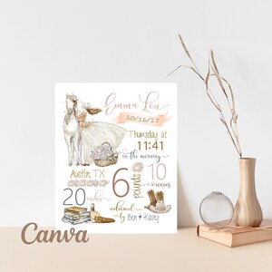 Horse Nursery | Canva Birth Announcement | personalized Baby gift | Keepsake | Printable gift | Editable baby announcement | Canva editable