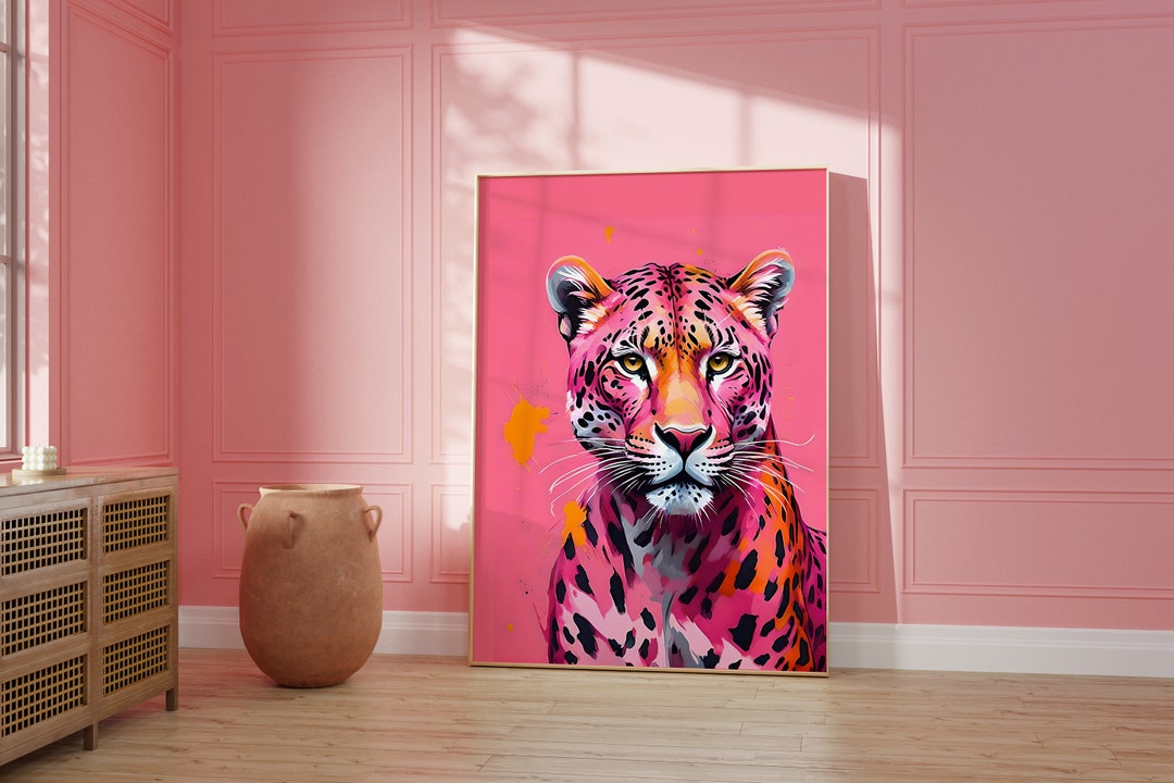 Pink Leopard Art Print | Maximalist Wall Decor - Etsy