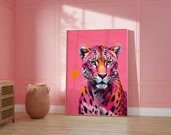 Maximalist wall decor | Leopard Wall Art | Wall Decor | Bold art Prints | pink home decor | Wall Art | Eclectic decor | Printed Art