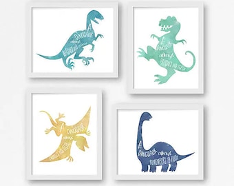 Dinosaur Bathroom Rules Prints, Kids Washroom Decor