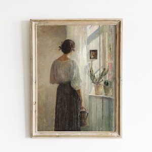 Vintage Druck | Druckbare Wandkunst | Frau | Pflanzen | Wandkunst | Druckbares Kinderzimmer Dekor | Digitaldruck | Bauernhaus Dekor | Vintage Dekor