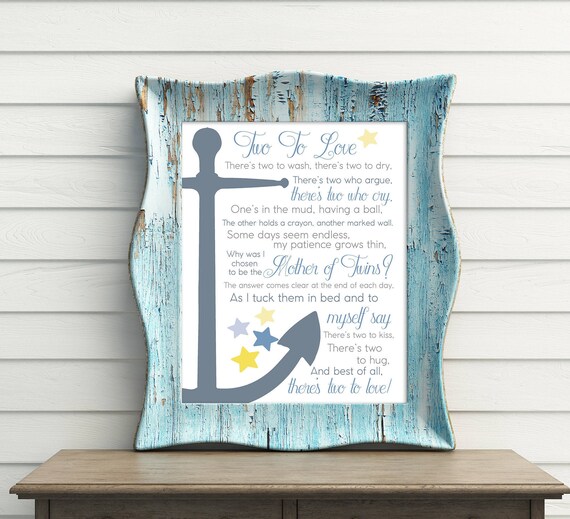 Poeme Sur Les Jumeaux Pepiniere A Theme Nautique Citation De Etsy France