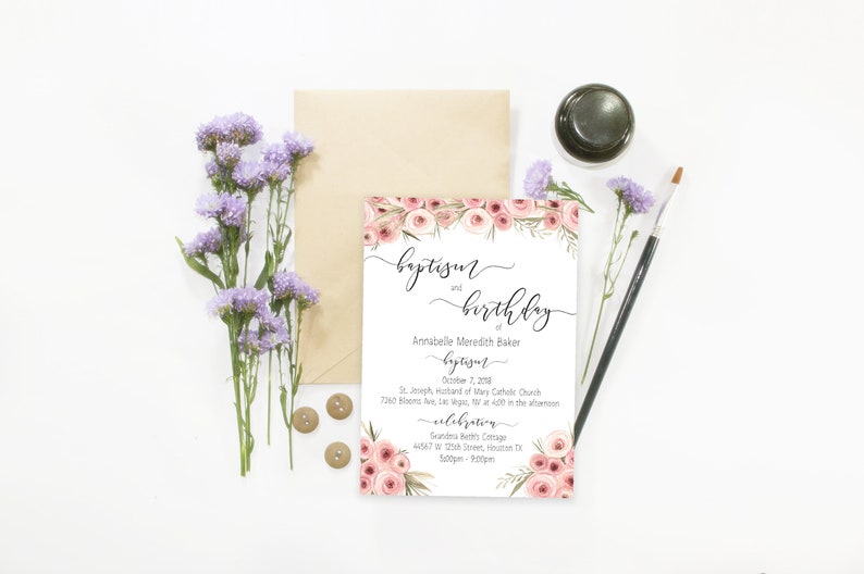 Baptism And Birthday Floral Baby Shower Custom Etsy