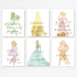 Princess baby shower decor, Set of 6, Princess Nursery, Baby shower gift,  the little mermaid, cinderella, princess theme, big girl room