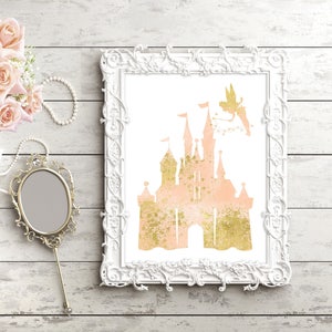 Princess Castle, Princess Decor, Castle, Fairy tale, Personalized, nursery, Pink and Gold, Gift, daughter, Nursery decor, Girl nursery