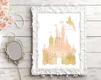 Princess Castle, Princess Decor, Castle, Fairy tale, Personalized, nursery, Pink and Gold, Gift, daughter, Nursery decor, Girl nursery
