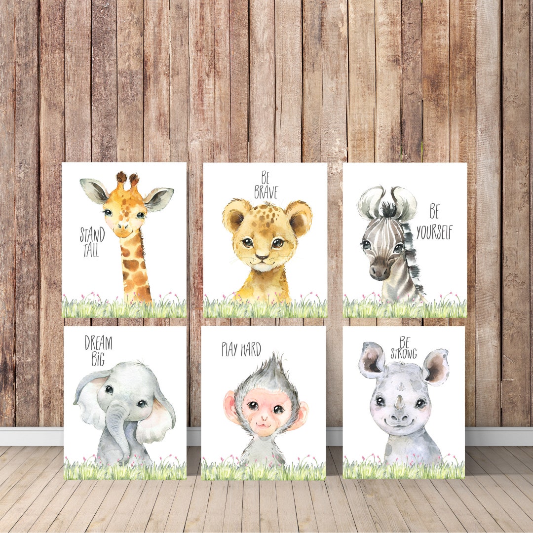 Safari, Wall Art, Safari Animals, Baby Animals, Nursery, Zoo Animals
