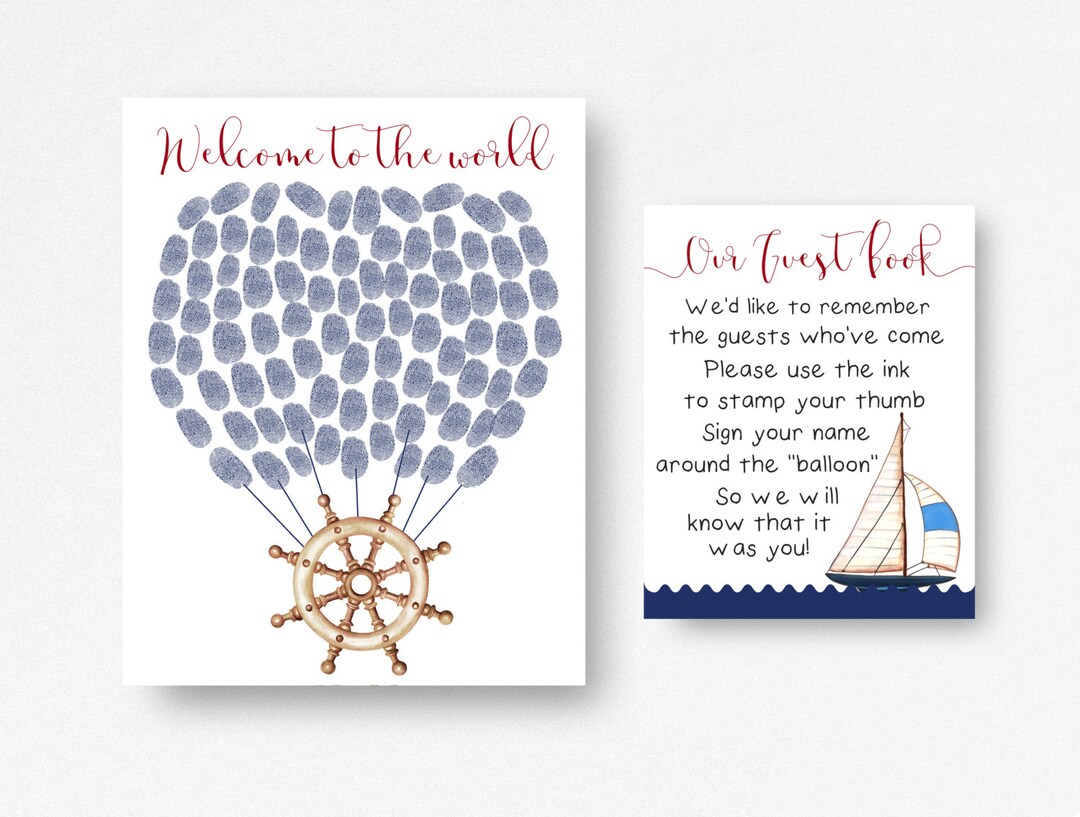 Nautical Guest Book Baby Shower Party Decor Nautical Baby Etsy