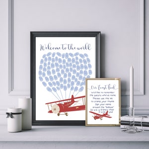 guest book, airplane, baby shower, fingerprint guest book, baby shower guest book, boy baby shower, airplanes