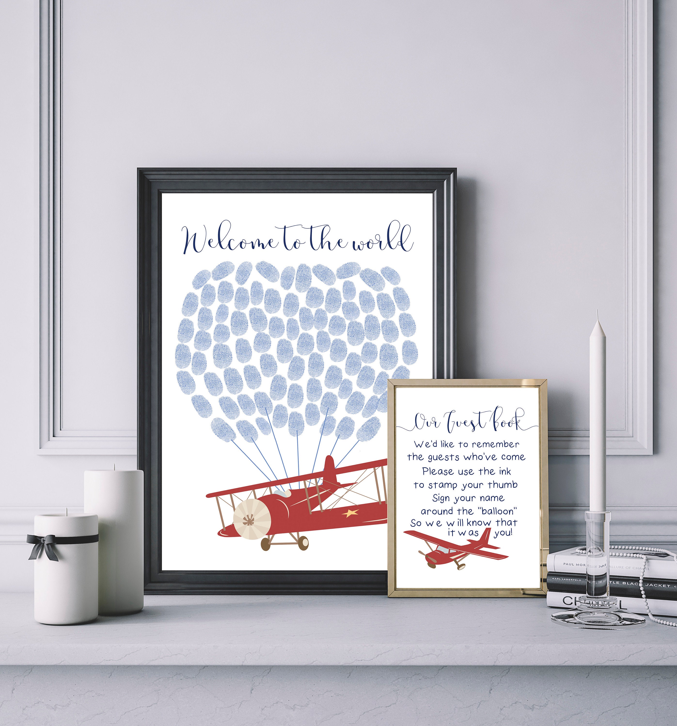 guest book, airplane, baby shower, fingerprint guest book, baby shower guest book, boy baby shower, airplanes