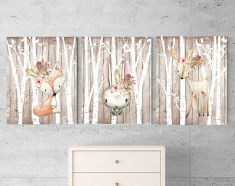 Woodland, Baby shower gift, Woodland Nursery, Woodland Theme, Woodland Baby shower, Boys rustic nursery, Personalized, Wall art, Raccoon