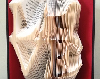 LOVE HOUND Dog Book Folding Pattern. DIY gift for folded book art. Very easy step by step instructions. No measuring required. Printables