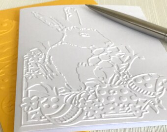 Easter Bunny Cards (No.83) - Pack of 6 Embossed Easter Note Cards. Easter Rabbit Cards. Easter Cards. Easter Bunny. Happy Easter