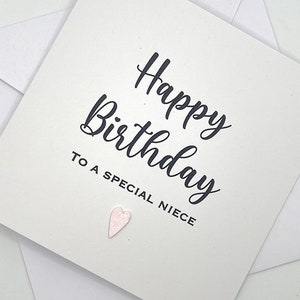 Carte d'anniversaire NIÈCE. Une nièce spéciale. Carte de joyeux anniversaire faite main pour nièce. Carte minimaliste moderne. Nièce adulte simple. Enfant nièce
