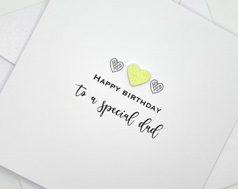 Handmade Dad Birthday Card. Modern Minimalist Cards With Heart in Custom Colours