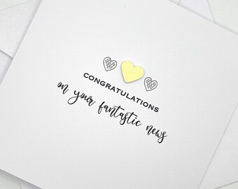 Handmade Congratulations Card with Hearts. Fantastic News, Congrats, Well Done