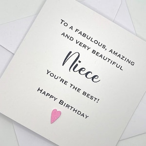 Carte d'anniversaire NIÈCE. La meilleure nièce. Carte d'anniversaire personnalisée. À une nièce fabuleuse, incroyable et très belle, vous êtes la meilleure
