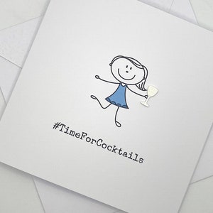 C'est l'heure des cocktails. Week-end entre filles. Soirée entre filles. Cocktail. Bonhomme allumette. Toute occasion. Blanc à l'intérieur