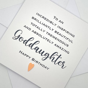 Carte d'anniversaire filleul. Carte d'anniversaire personnalisée pour filleule adulte. Une filleule incroyable. Cartes simples modernes