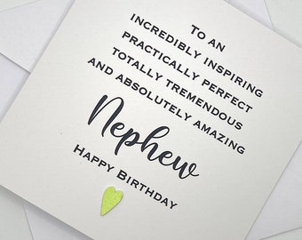 Nephew Birthday Card. Handmade Personalised Birthday Card for Nephew. Modern Card. Minimalist Card. Simple Cards. Nephew Gift