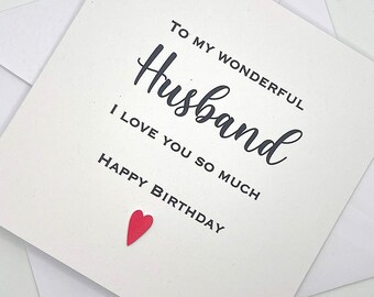 Husband Birthday Card. Handmade Personalised Birthday Card for Husband. Modern Card. Minimalist Card. Simple Cards. Husband Gift