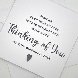 Carte de SYMPATHIE faite main, personne n'est jamais vraiment mort dont on se souvient avec amour, carte pensée de vous, carte de condoléances, carte de deuil. Moderne