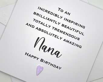 Nana Birthday Card. Grandma Birthday Card. Granny Birthday Card. Gran Birthday Card. Nan Birthday Card. Modern Card. Minimalist Card