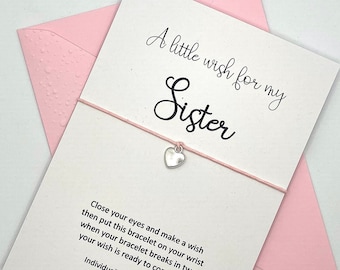 Sister Wish Bracelet, Sister Charm Bracelet, Sister Bracelet, Sister Birthday Card, Sister Birthday Gift, Sister Gift, Gift for Sister