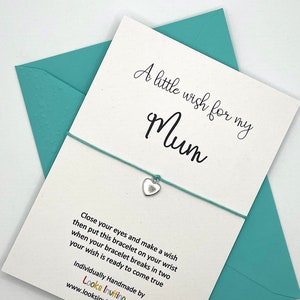 Bracelet souhait de maman, bracelet à breloques pour maman, bracelet pour maman, carte d'anniversaire pour maman, cadeau d'anniversaire pour maman, cadeau pour maman, cadeau pour maman