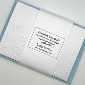 Cartes de correspondance ours en peluche. 6 cartes de vœux vierges gaufrées avec enveloppes. Coffret cadeau papeterie. Cartes de correspondance vierges. Pack de petits papiers. Merci