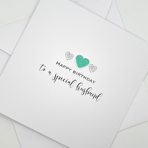 Carte d'anniversaire mari faite main avec coeurs. Joyeux anniversaire mari. Carte d'anniversaire pour mari. Spécial mari