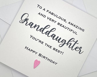 Granddaughter Birthday Card. Personalised Handmade Birthday Card for Granddaughter. Modern Card. Minimalist Card. Granddaughter Gift