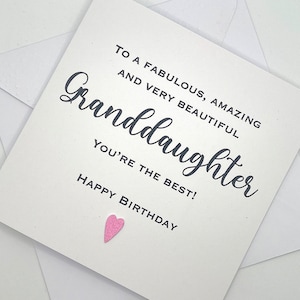 Carte d'anniversaire petite-fille. Carte d'anniversaire personnalisée faite main pour petite-fille. À une petite-fille fabuleuse, incroyable et très belle