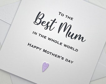 Mothers Day Card. Happy Mother's Day Card. Mummy, Mom, Step Mum, Step Mom. The Best Mum in The World. Mothering Sunday Card. Modern & Simple