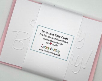 Birthday Cards Script Pack. 6 Embossed Blank Birthday Cards With Envelopes. Stationery Gift Set. Notecard Pack. Greeting Cards