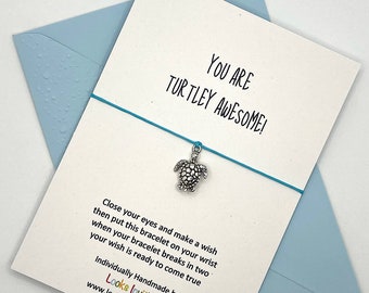 Turtle Wish Bracelet Gift Card. You are turtley awesome. Turtle Gift, Turtle Lover, Turtle Bracelet, Turtle Birthday, Sea Party, Ocean party