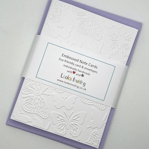 Cartes de correspondance papillon. 6 cartes de correspondance et enveloppes vierges gaufrées. Coffret cadeau papeterie. Cartes de correspondance vierges. Pack de petits papiers. Cartes modernes