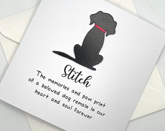 Personalised Dog Sympathy Card. Modern Minimalist Pet Loss Card