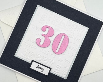 Personalised 30th Birthday Card. Happy 30th birthday, Age card, Special birthday. Choose the colour of the number