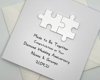 Personalised Diamond 60th Anniversary Card with Jigsaw Pieces