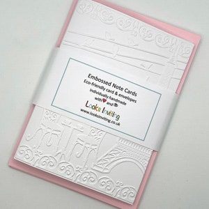 Cartes de café françaises. 6 cartes de correspondance et enveloppes vierges gaufrées. Coffret cadeau papeterie. Cartes de correspondance vierges. Pack de petits papiers. Bonjour. Paris