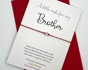 Brother Wish Bracelet, Brother Charm Bracelet, Brother Bracelet, Brother Birthday Card, Brother Gift, Gift for Brother