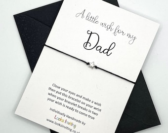 Dad Wish Bracelet, Dad Charm Bracelet, Dad Bracelet, Dad Birthday Card, Dad Birthday Gift, Dad Gift, Gift for Dad